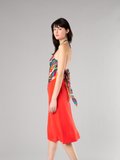 coral backless Scarf dress_13