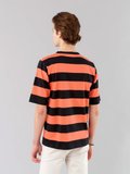 black and apricot Chic t-shirt with wide stripes_14