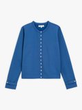 blue cotton fleece Rosana snap cardigan_1