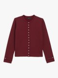 dark red cotton fleece rosana snap cardigan_1