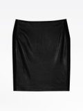 black two-fabric leather skirt_1