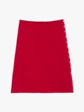 carmine red cotton fleece snap skirt_1