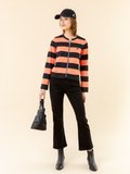 black and apricot Brando Zip t-shirt with wide stripes_12