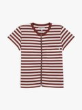 mahogany and off white striped Brando Zip t-shirt_1