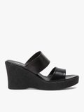 black leather Annaflore slide sandals_2