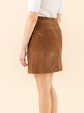 brown suede leather snap mini skirt_13