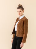 brown suede leather snap cardigan_13