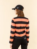 black and apricot Brando Zip t-shirt with wide stripes_14