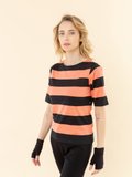 black and apricot Bow t-shirt with wide stripes_13