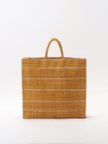 ochre striped raffia shopping bag_2