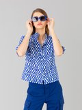 blue checkerboard-print cotton Ginette shirt_11