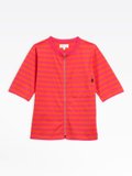 fuchsia and blood orange striped zip brando t-shirt_1
