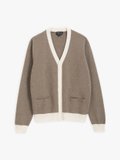 brown and off white cashmere Golfeur cardigan_1