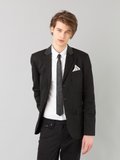 black cotton gabardine Domino jacket with leather collar_11