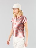 mahogany and off white striped Brando Zip t-shirt_13