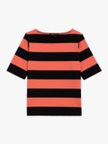 black and apricot Bow t-shirt with wide stripes_1
