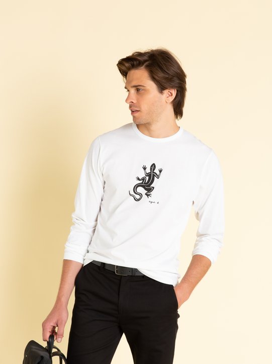 white long sleeves Coulos lizard t-shirt_11