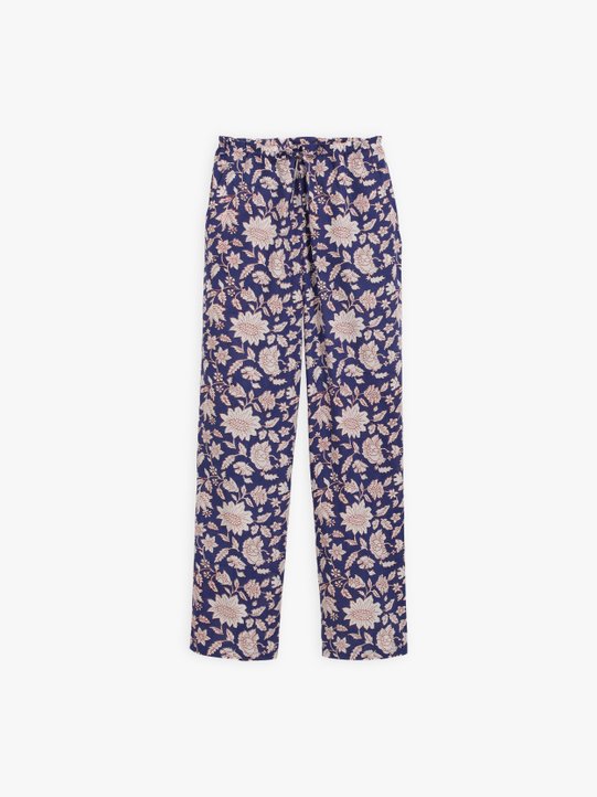 dark blue trousers with floral print_1