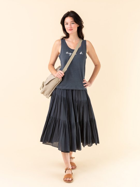 grey cheesecloth Tango broomstick skirt_11