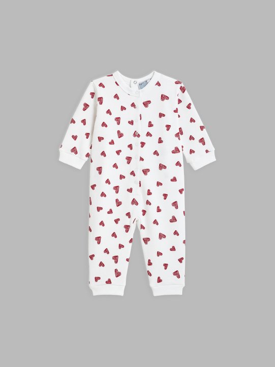 white and red cotton fleece sleepsuit with heart print_1