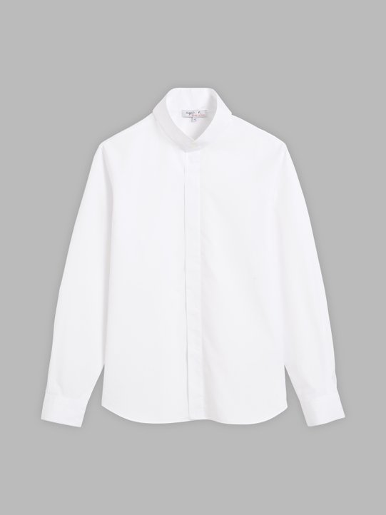 white cotton poplin Etienne shirt with buttoned collar_1