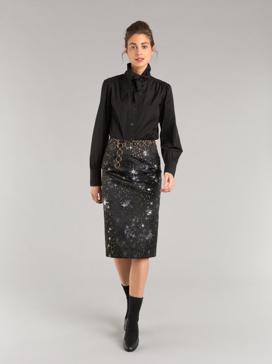 black jacquard skirt with stars pattern_11