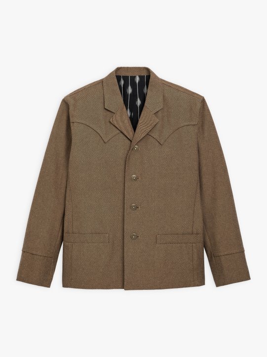 brown cotton twill Western jacket_1