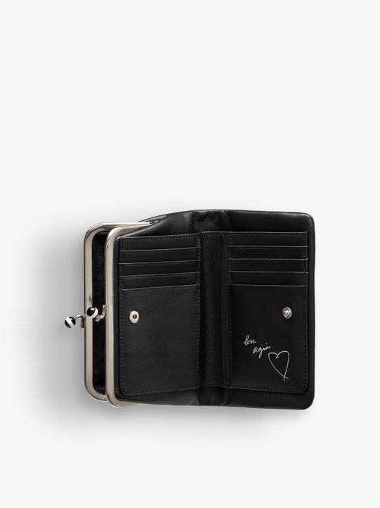 black leather wallet with clip fastener_2
