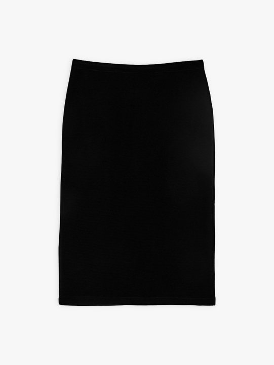 black Angeli mid-calf skirt in black ottoman fabric_1