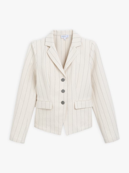 beige cotton and linen striped Dulce jacket_1