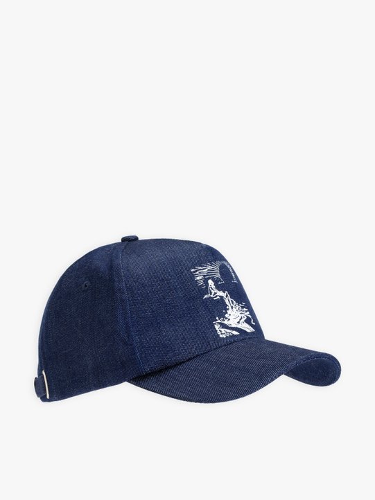 blue denim cap with drawing_1