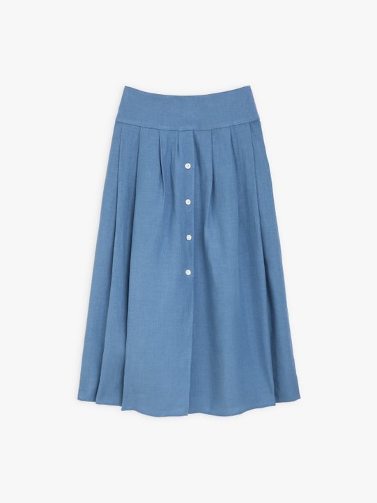 Persian blue linen long skirt_1