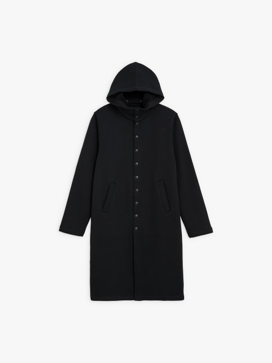 black cotton fleece Yvan snap coat_1
