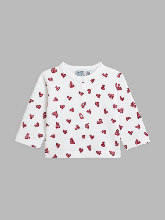 white and red baby snap cardigan with heart print_1