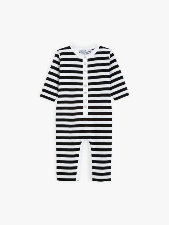 black and white striped jersey Lisette sleepsuit_1