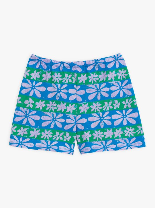 blue and green P.P artist design flared shorts_1