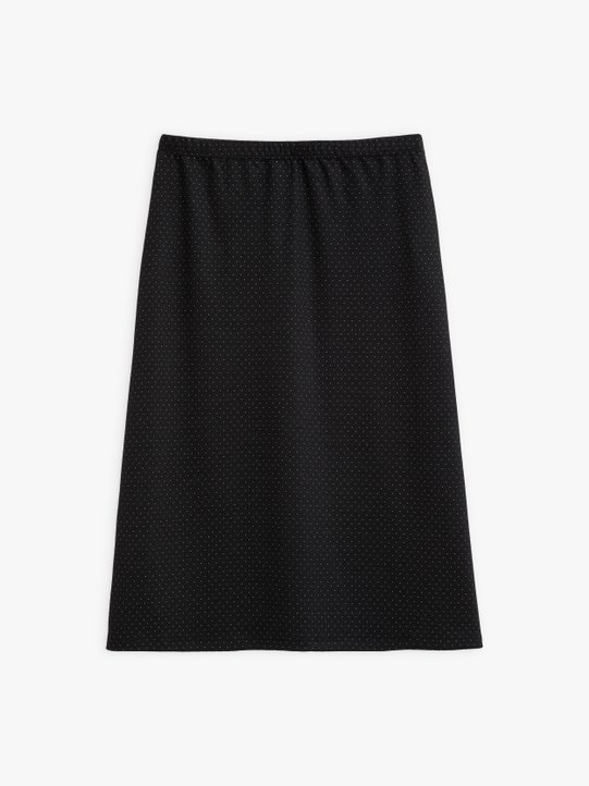 Amande knee black jersey skirt with white stitching_1