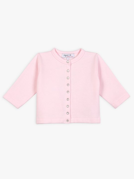 light pink cotton fleece snap cardigan_1