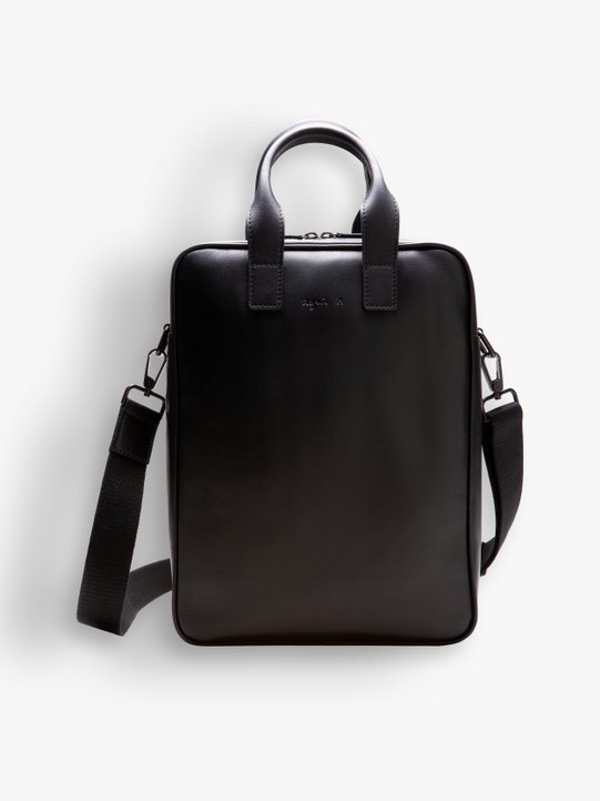 black leather Marceau briefcase_1