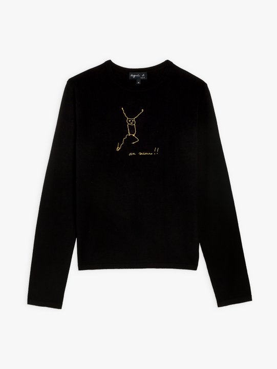 Au secours black jumper with gold embroidery_1