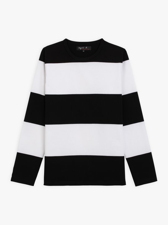black and white Coulos t-shirt with very wide stripes_1