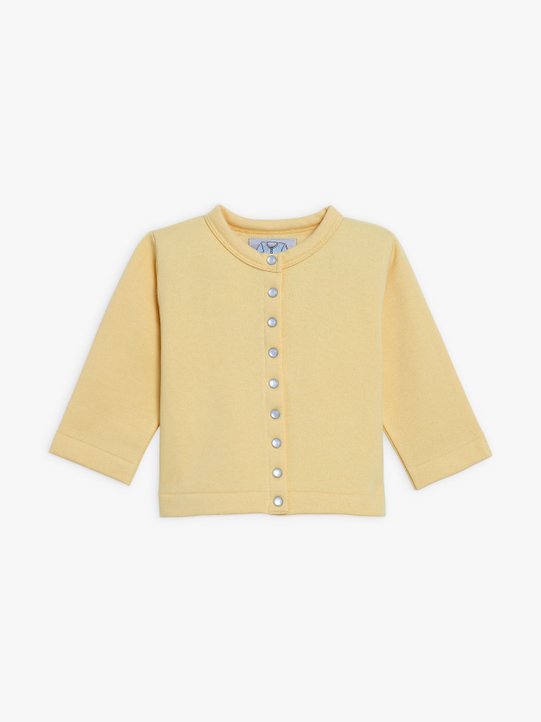 yellow baby cotton fleece snap cardigan_1