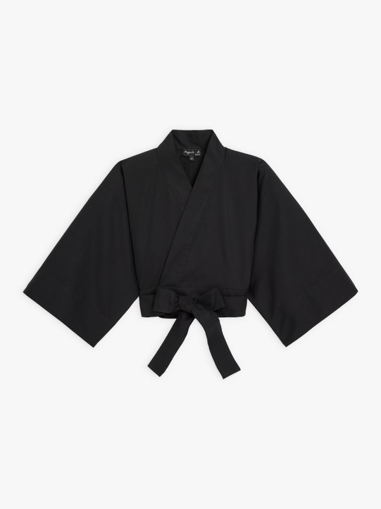 black cotton poplin mini kimono_1
