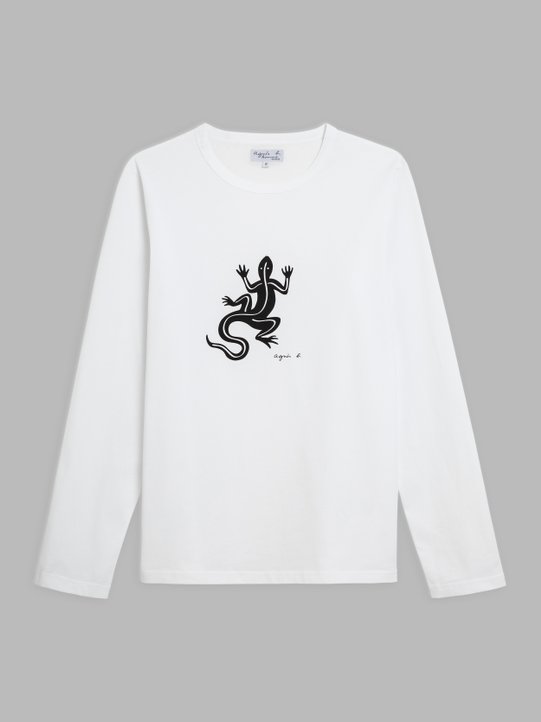 white long sleeves Coulos lizard t-shirt_1