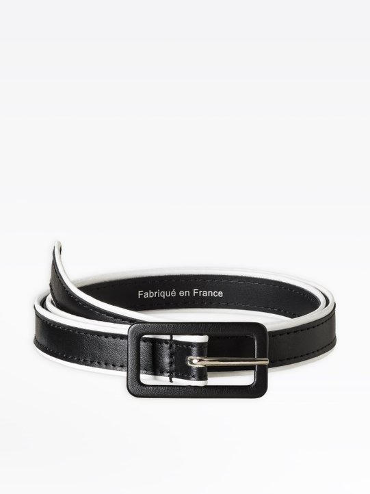 black and white leather Pauline belt with contrasting details_1