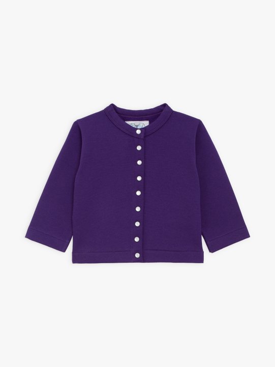 dark purple baby cotton fleece snap cardigan_1