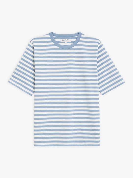 pastel blue and off white Chic t-shirt with stripes_1