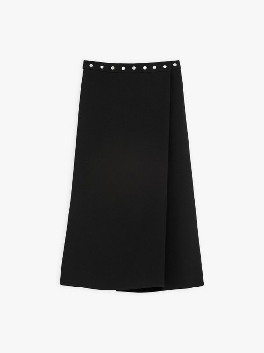 black crepe snap wrap skirt_1
