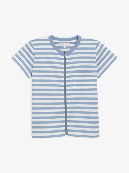 pastel blue and off white striped Brando Zip t-shirt_1