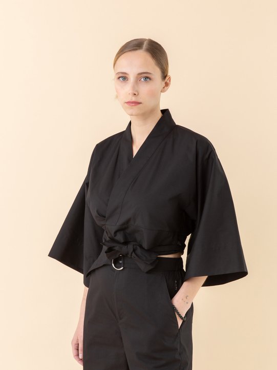 black cotton poplin mini kimono_11